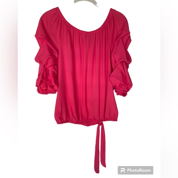 Vince Camuto Ruffle Sleeve Blouse Pink size S NWT - Picture 3 of 9
